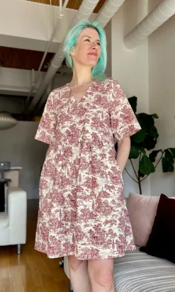Citril Finch Dress - Brick Village Toile