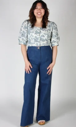 Stonechat Top - Navy Village Toile