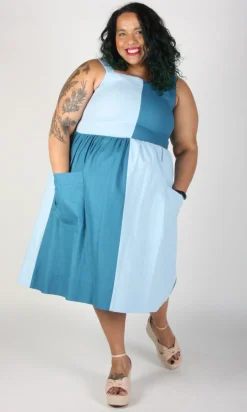 Timber Doodle Dress - Sea and Sky