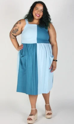 Timber Doodle Dress - Sea and Sky