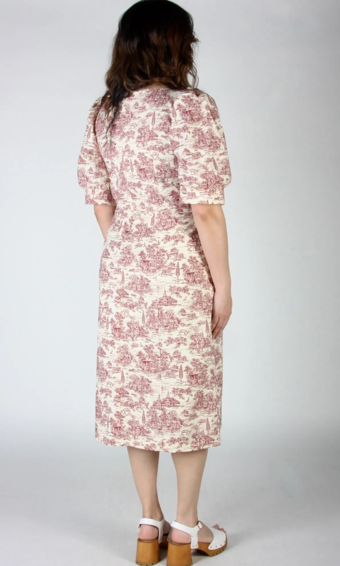 Veery Dress - Brick Village Toile